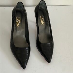 LIDO Black Croc-Embossed Women's Shoes Size 40 1/2